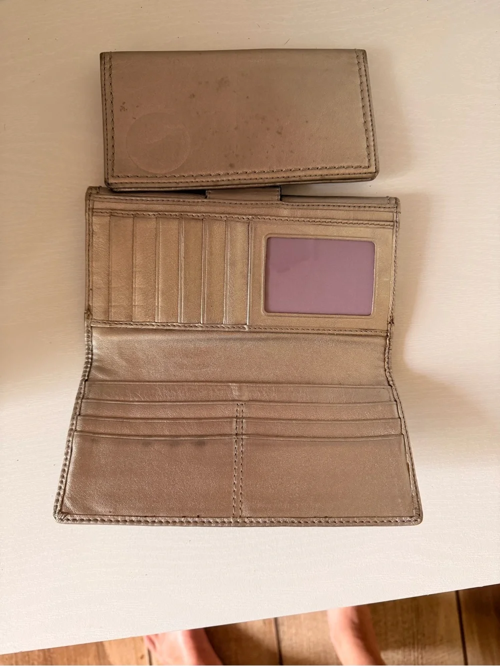 vintage Coach Metallic Leather Turnlock Slim Envelope Checkbook Wallet Y2K